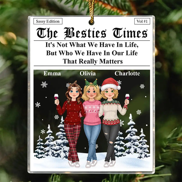 Afro Besties,Christmas,Gift For Bestie,Happy,Vector - Gift For Best Friend - Personalized Newspaper Acrylic Ornament