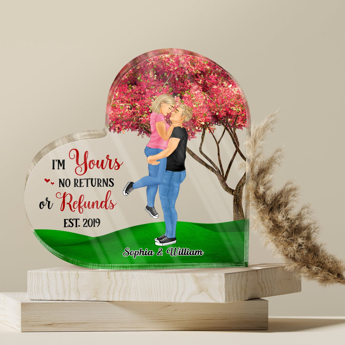 Family Couples Together Since I'm Yours - Anniversary, Birthday Gift For Spouse, Lover, Husband, Wife, Boyfriend, Girlfriend, Married Couple - Personalized Custom Heart Shaped Acrylic Plaque