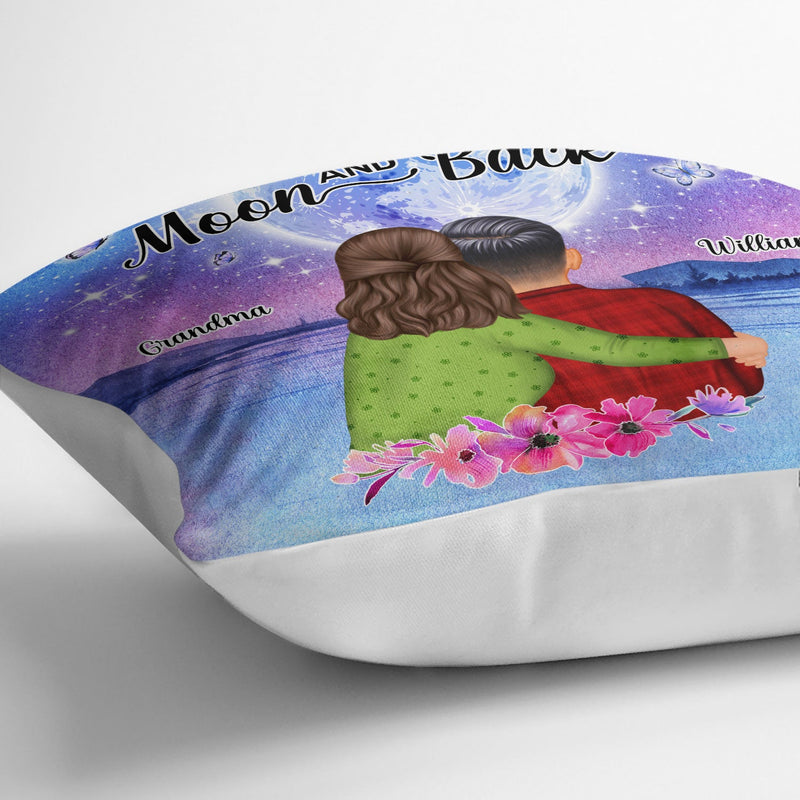 Love You To Moon And Back Beach - Gift For Mother, Mom, Grandma - Personalized Custom Pillow