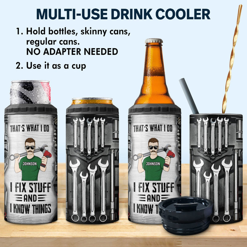 Mechanics I Can Fix Anything Except Stupid - Gift For Dad, Father, Grandfather, Grandpa, Men - Personalized Custom 4 In 1 Can Cooler Tumbler