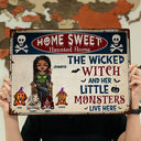 The Wicked Witch And Her Little Monsters Live Here - Backyard Sign, Halloween Home Decor Gift For Dog Lovers - Personalized Classic Metal Signs