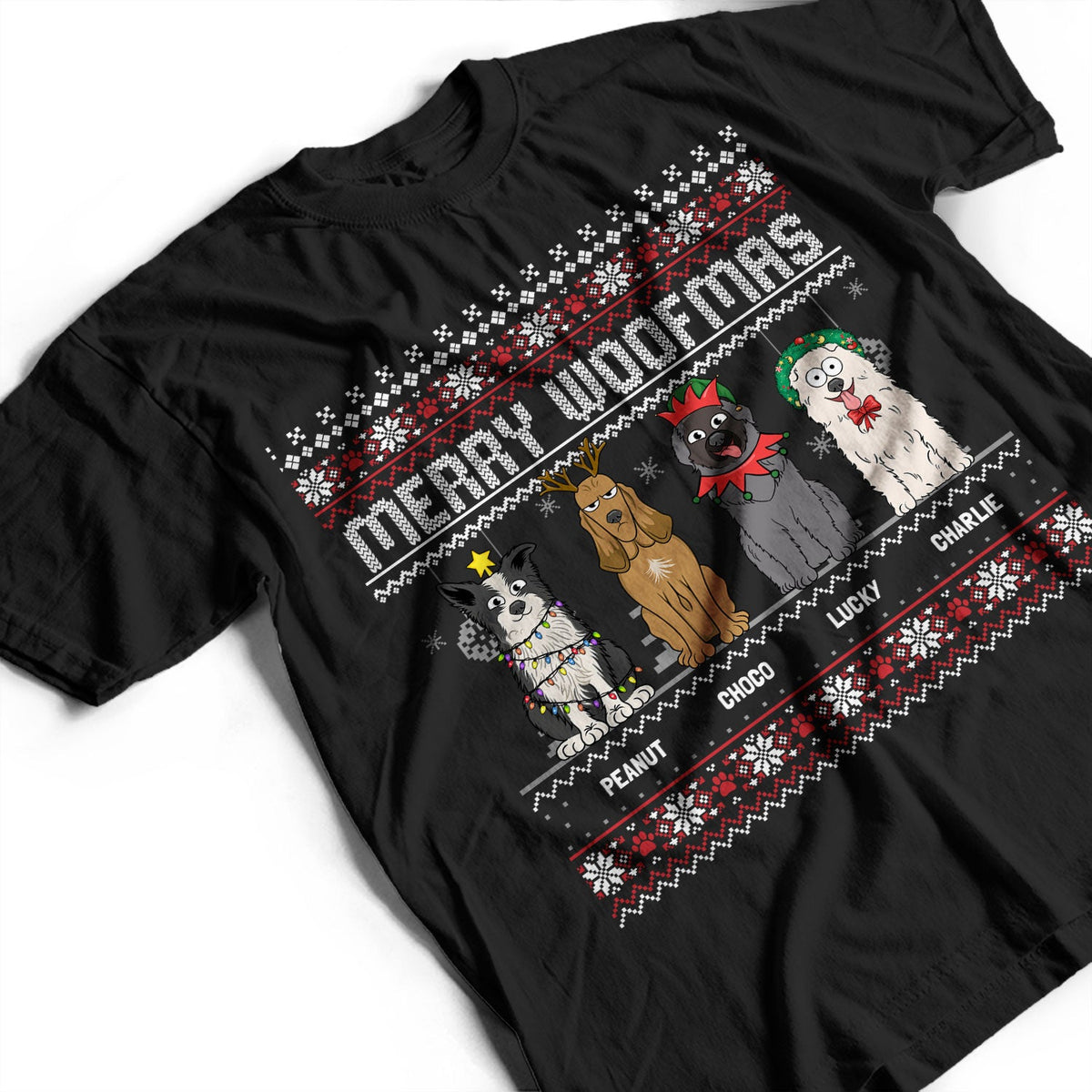 Feliz Navidog Merry Woofmas Funny Cartoon Dogs - Christmas Gift For Dog Lovers - Personalized Sweatshirt