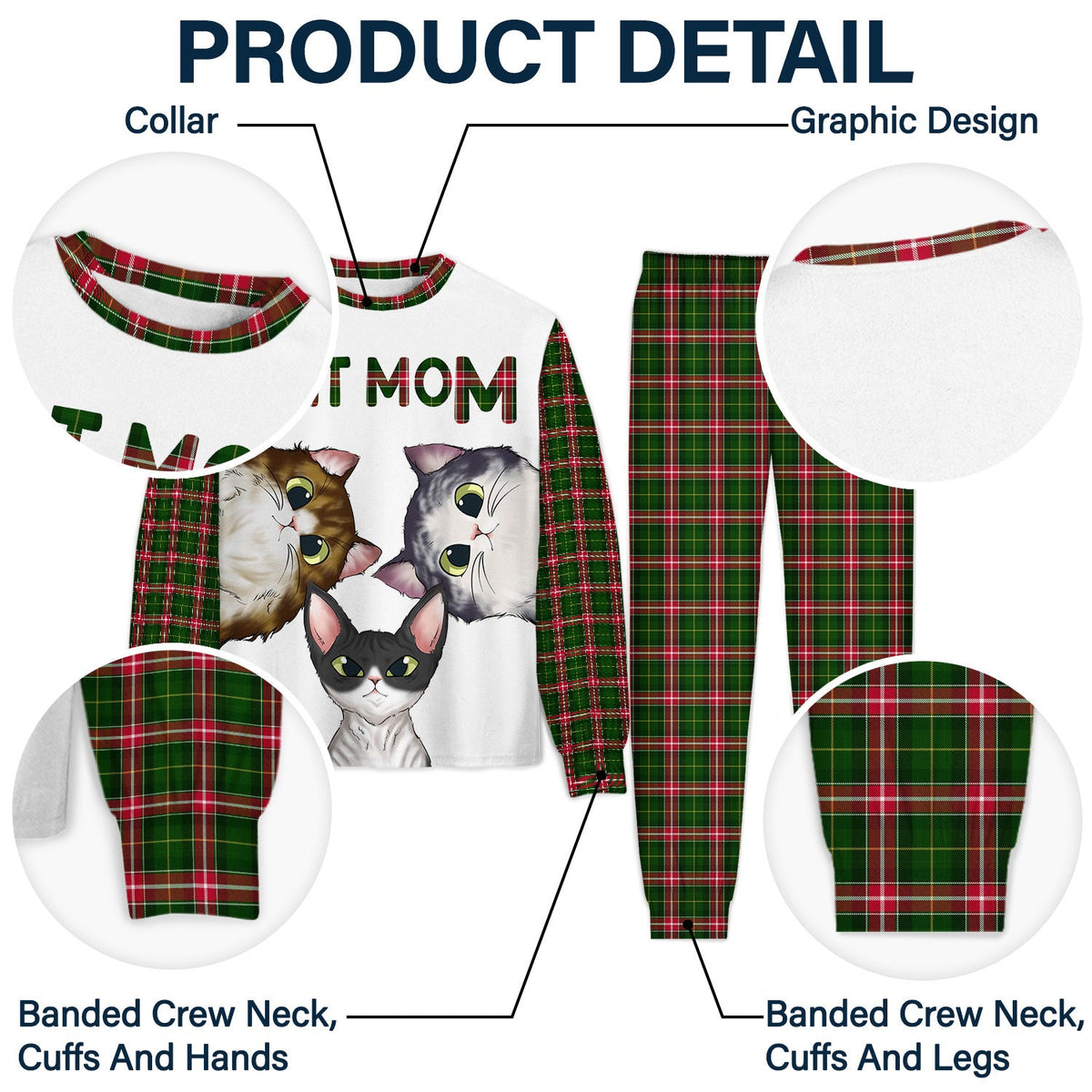 Cat Mom Cat Dad Cartoon Style - Gift For Cat Lovers - Personalized Unisex Pajamas Set