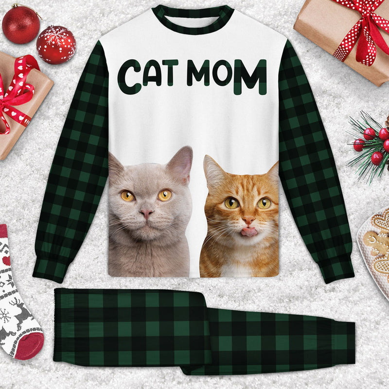 Custom Photo Cat Mom Cat Dad - Gift For Cat Lovers - Personalized Unisex Pajamas Set
