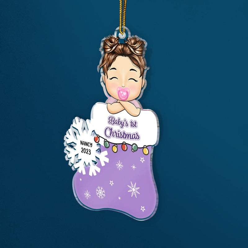 Baby's 1st Christmas - Newborn Baby Gift - Personalized Cutout Acrylic Ornament
