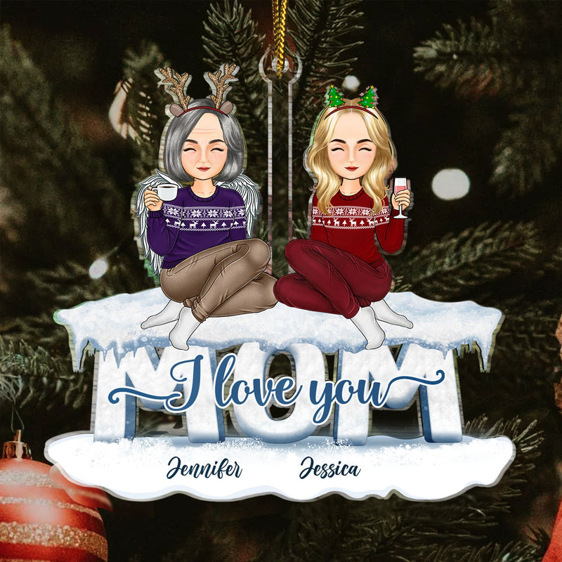 Mom We Love You Cartoon Style - Christmas Gift For Mother - Personalized Cutout Acrylic Ornament