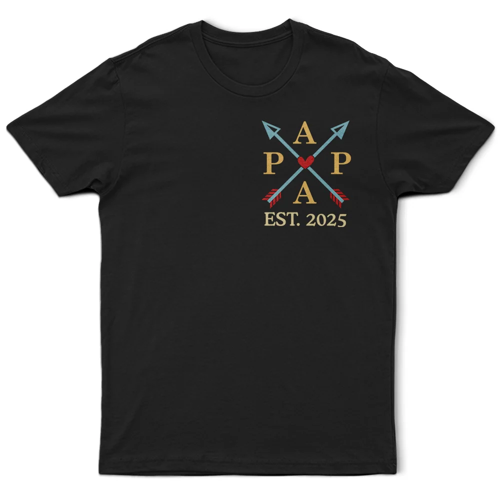 Papa Dad Est Year Crossed Arrows Joining Of Paths - Personalized T Shirt