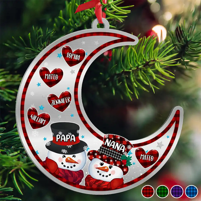 Gift For Grandparents,Happy,Christmas - Papa Nana Snowman Christmas Grandparents - Personalized Metal Ornament