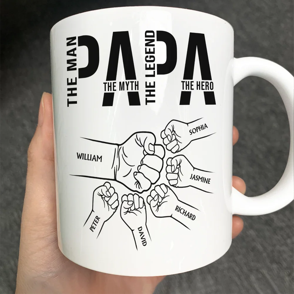 Gift For Husband,Gift For Father,Happy,Gift For Grandpa - Papa The Man The Myth The Legend The Hero - Personalized Mug