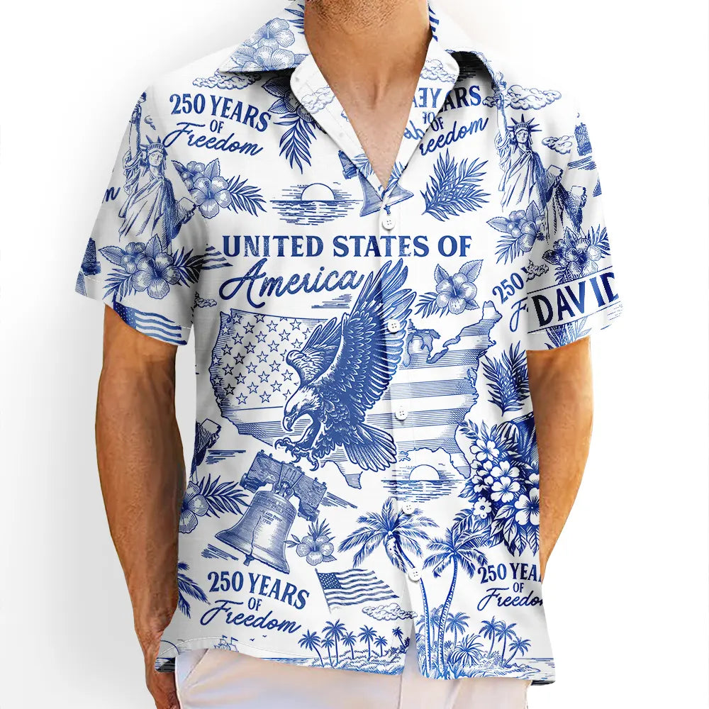 Patriotic America 250 1776–2026 - Personalized Hawaiian Shirt