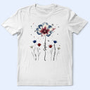 America 250th,Independence Day,Gift For Yourself,Proud,Icon - Patriotic Birth Flower Faith Freedom Pride - Personalized T Shirt