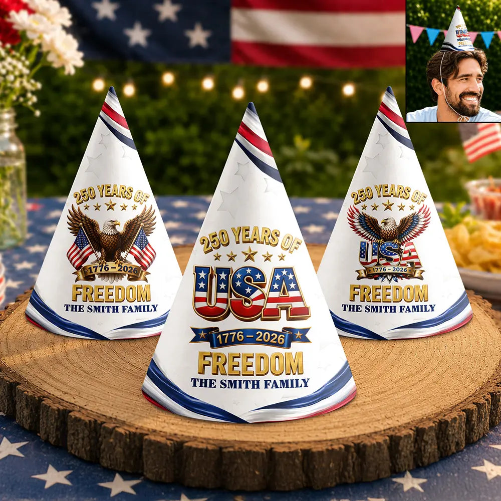 Patriotic Eagle 250 Years Of Freedom 3D Effect - Personalized Party Hats