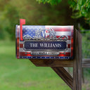 Family,Independence Day,America 250th,Happy - Patriotic Faux Metal Family Monogram - Personalized Mailbox Cover