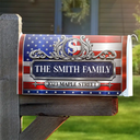 Family,Independence Day,America 250th,Happy - Patriotic Faux Metal Family Monogram - Personalized Mailbox Cover