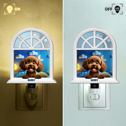 Dog Lovers,Dog Mom,Dog Dad,Happy,Christmas - Paw Guards In The Windowsill - Personalized Plug-in Night Light