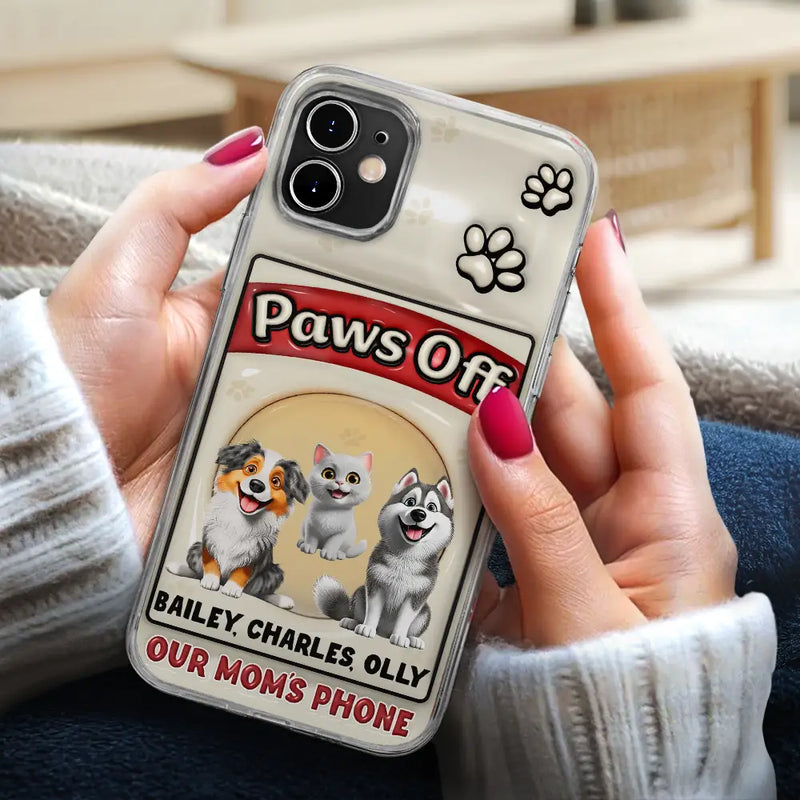 Pet Lovers,Funny - Paws Off Mom Dad Dog Cat Pet Lover - Personalized Clear Phone Case