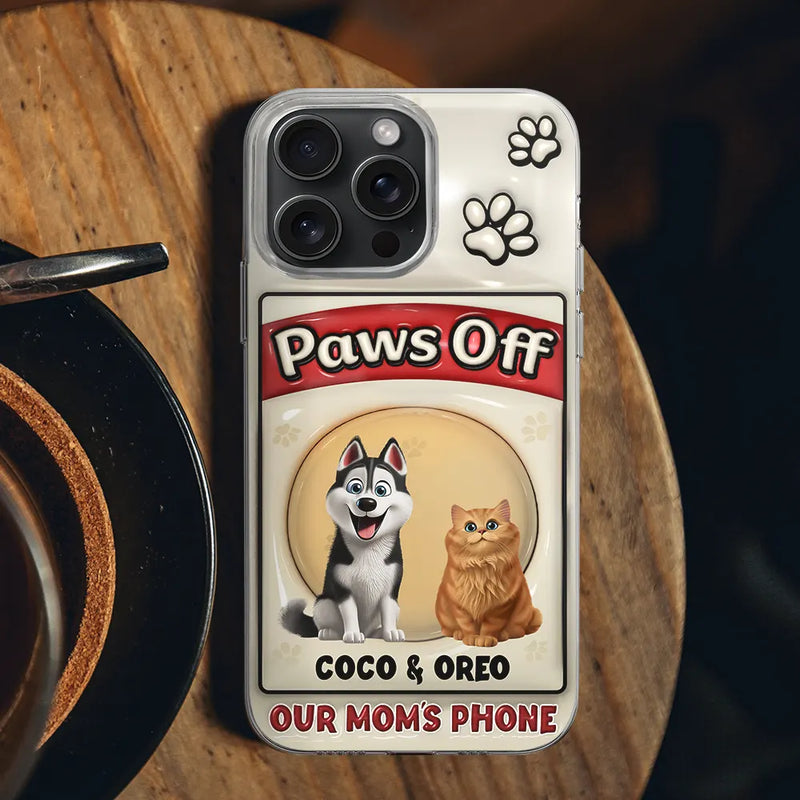 Pet Lovers,Funny - Paws Off Mom Dad Dog Cat Pet Lover - Personalized Clear Phone Case