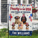Funny,Cat Lovers,Pet Lovers,Independence Day,America 250th,Dog Lovers - Pawty In The USA Firework 250 Years Of Freedom Dog Cat - Personalized Flag