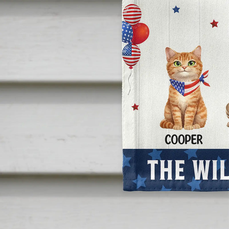 Funny,Cat Lovers,Pet Lovers,Independence Day,America 250th,Dog Lovers - Pawty In The USA Firework 250 Years Of Freedom Dog Cat - Personalized Flag