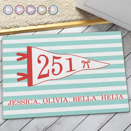 Pennant Flag Stripes Pattern Dorm Room - Personalized Doormat