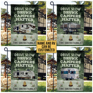 Personalized Camping Forest Drunk Camper Matter Custom RV Customized Flag