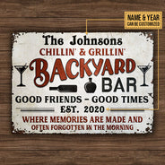 Personalized Backyard Bar Where Memories Are Made Custom Classic Metal Signs