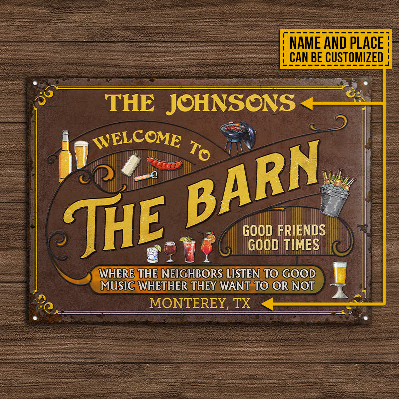 Personalized Barn Listen To The Good Music Custom Classic Metal Signs