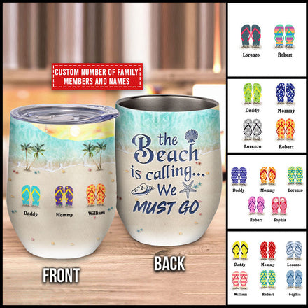Personalized Beach Beach Is Calling Custom Wine Tumbler
