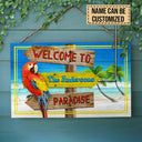 Personalized Beach Welcome To Paradise Customized Wood Rectangle Sign