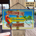 Personalized Beach Welcome To Paradise Customized Wood Rectangle Sign