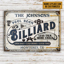 Personalized Billiard Pool Room Custom Classic Metal Signs
