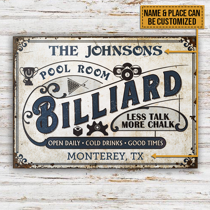 Personalized Billiard Pool Room Custom Classic Metal Signs