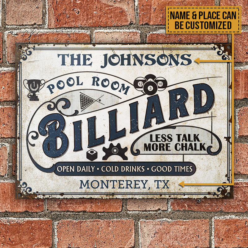 Personalized Billiard Pool Room Custom Classic Metal Signs