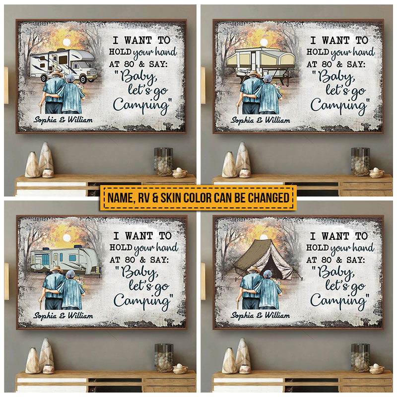 Personalized Camping RV Old Couple Hold Your Hand Skin Custom Poster