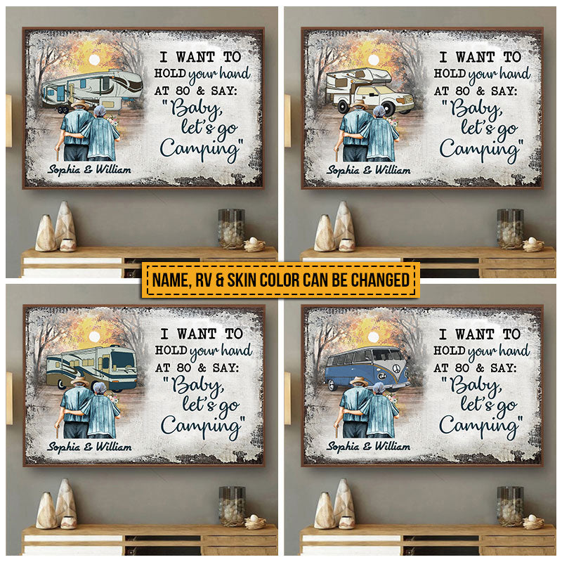 Personalized Camping RV Old Couple Hold Your Hand Skin Custom Poster