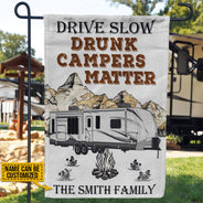 Personalized Camping Travel Trailer Drunk Camper Customized Flag
