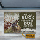 Personalized Deer Forest Old Buck Sweet Doe Customized Doormat