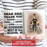 Personalized Firefighter Dad And Child Thank You Custom Mug