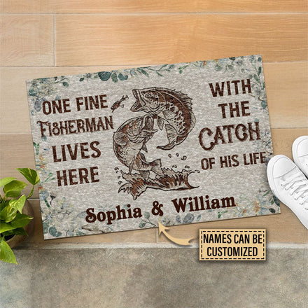 Personalized Fishing The Catch Of His Life Custom Doormat