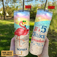 Personalized Flamingo 5 O'Clock Custom Skinny Tumbler