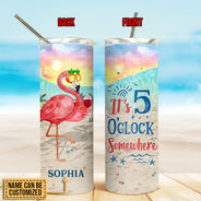 Personalized Flamingo 5 O'Clock Custom Skinny Tumbler