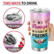 Personalized Flamingo Flock Of Pigeons Custom Tumbler