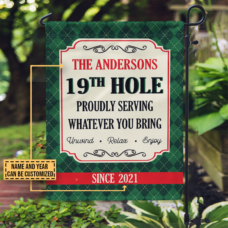 Personalized Golf 19th Hole Serving Customized Flag