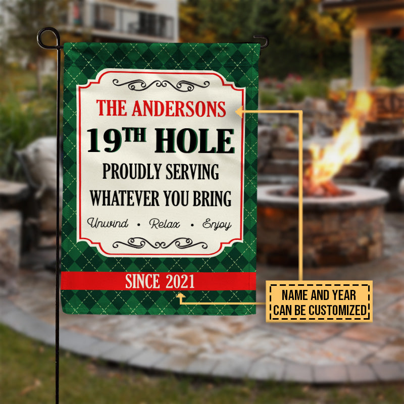 Personalized Golf 19th Hole Serving Customized Flag