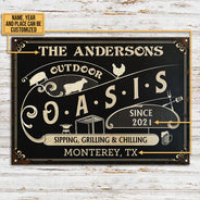Personalized Grilling Outdoor Oasis Customized Classic Metal Signs