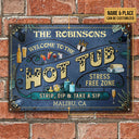 Personalized Hot Tub Stress Free Zone Custom Classic Metal Signs