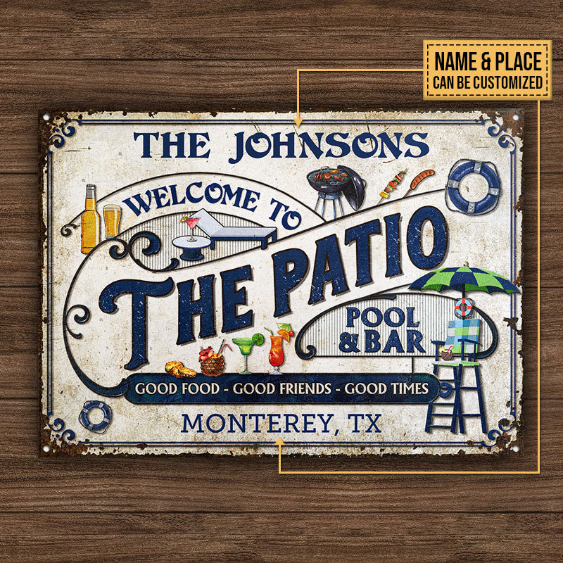 Personalized Patio Pool Good Friends Good Times Custom Classic Metal Signs