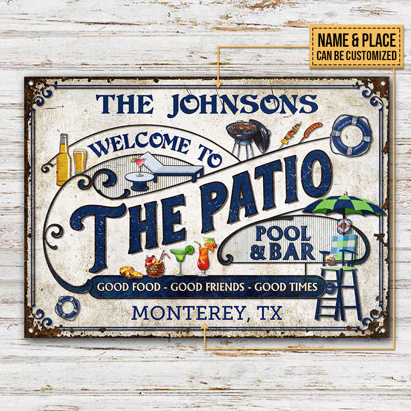 Personalized Patio Pool Good Friends Good Times Custom Classic Metal Signs