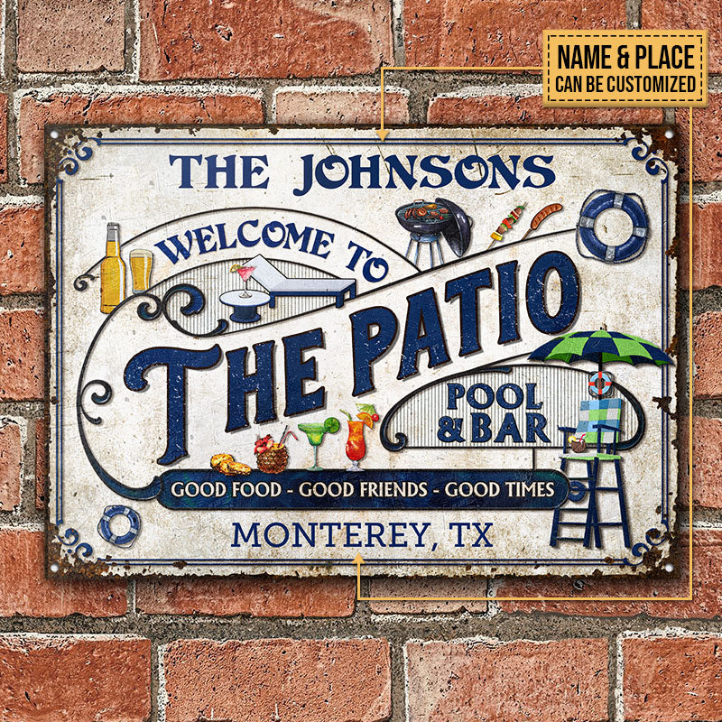 Personalized Patio Pool Good Friends Good Times Custom Classic Metal Signs