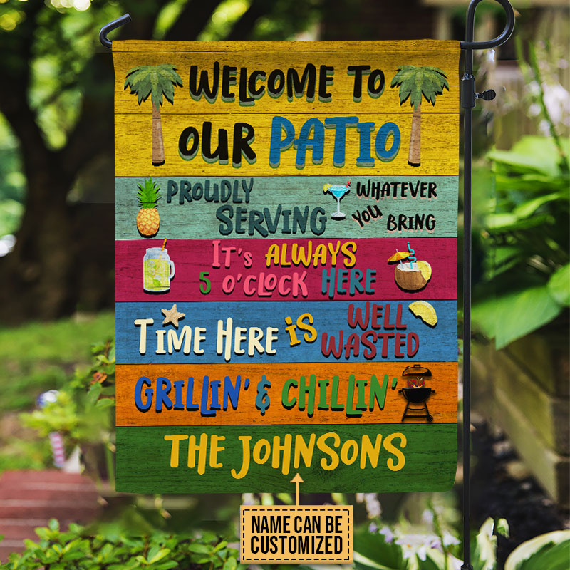 Personalized Patio Welcome Grilling Chilling Custom Flag